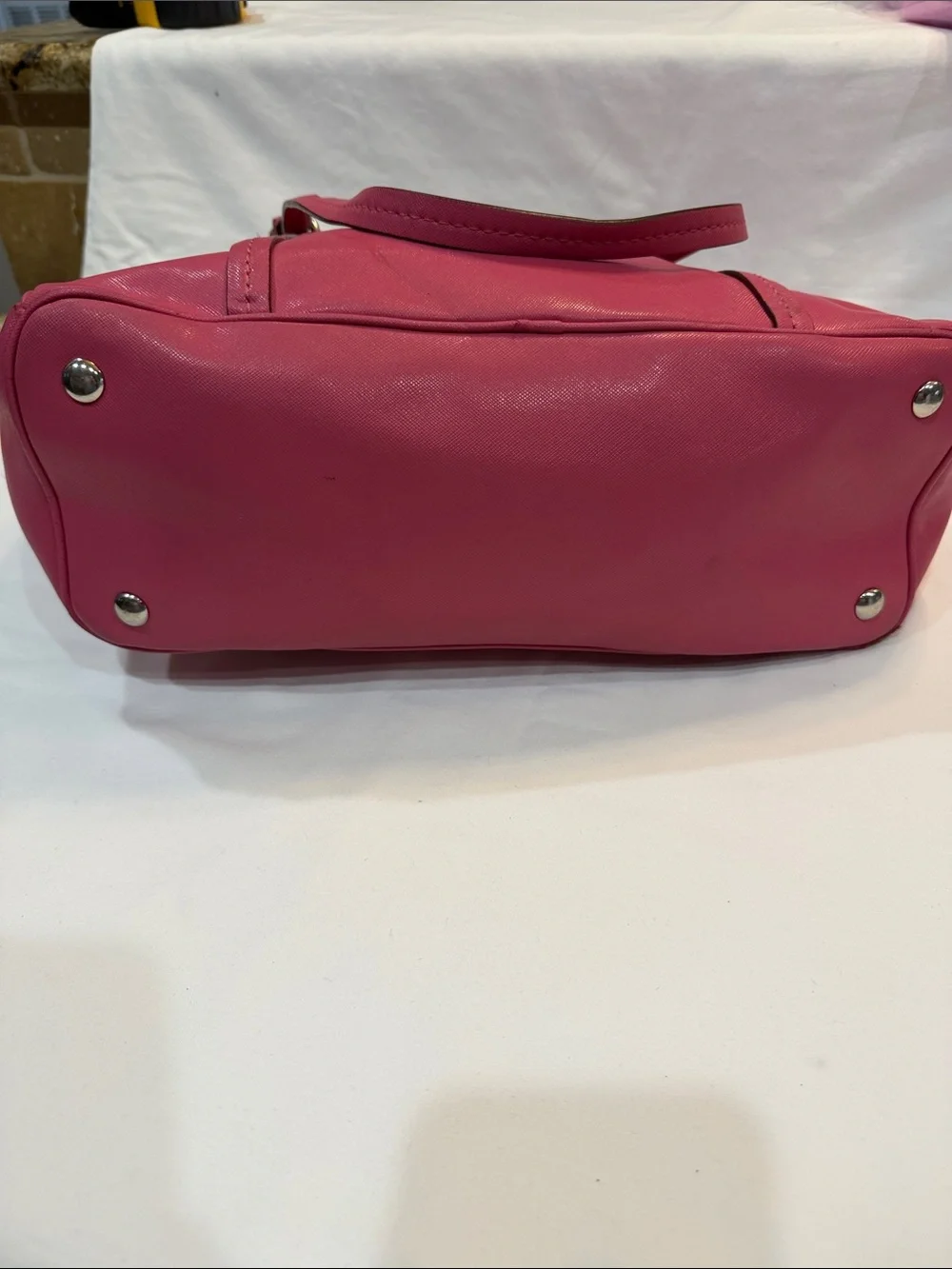 Coach Hot Pink Shoulder Bag with Floral Charm